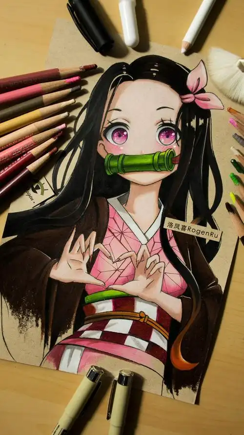 年货好物节诶我去这谁招架的住啊彩铅手绘鬼灭之刃之灶门祢豆子漫画