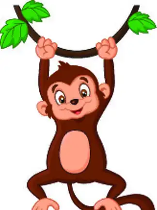 挂在树上的卡通猴子