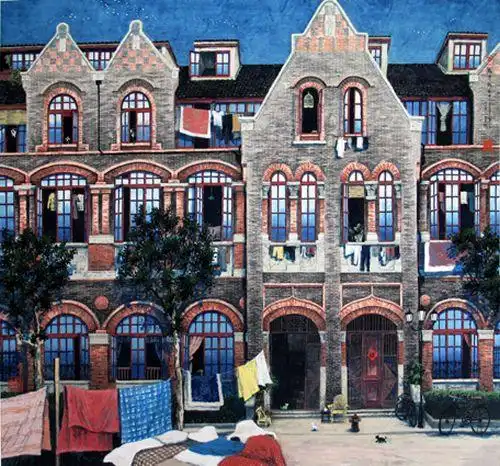 现代重彩画家李守白作品 ——《上海石库门》系列