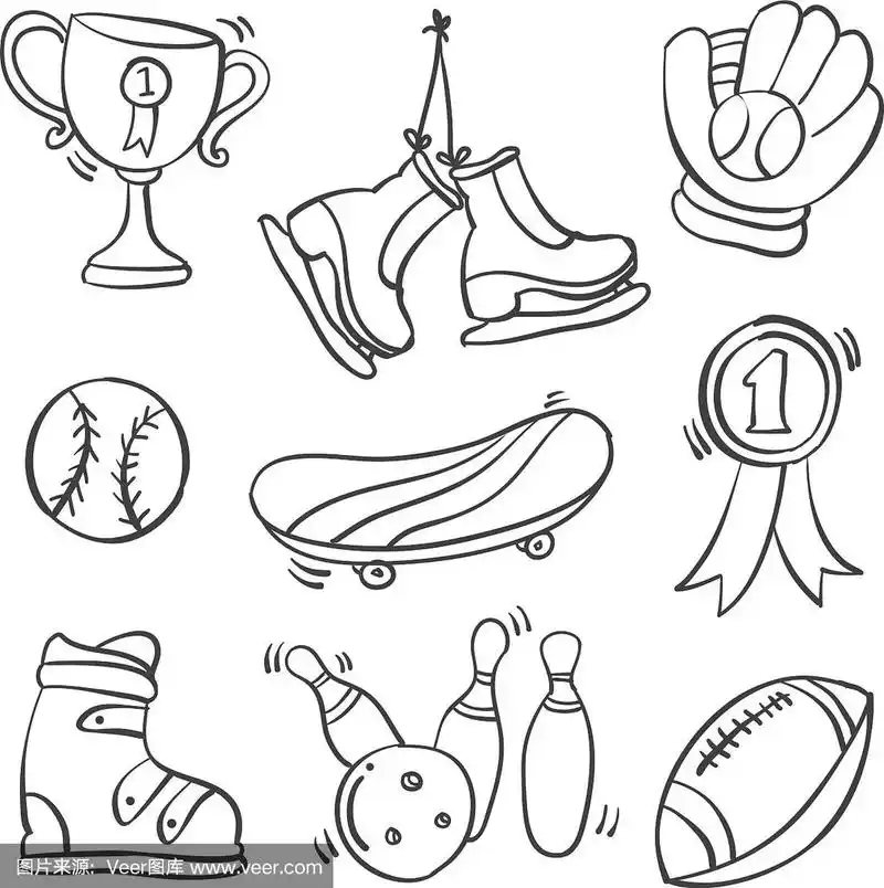 收集运动器材涂鸦手绘