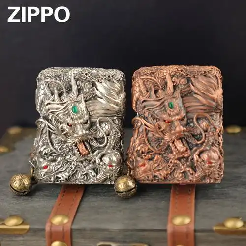 zippo芝宝正品煤油棉油防风打火机灵动九龙运财送礼男 带礼盒