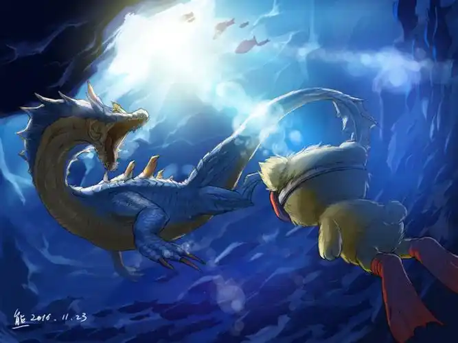 熊熊怪物猎人之熊熊狩猎插画