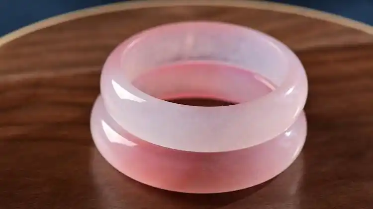 水蜜桃浅粉色玉镯冰种戈壁玉手镯玉石芙蓉粉玉器镯子直播货源批发