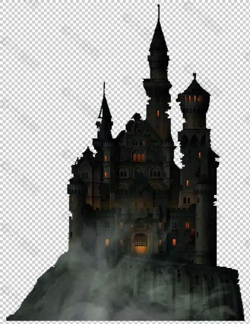 手绘城堡cg图免抠png透明图层素材