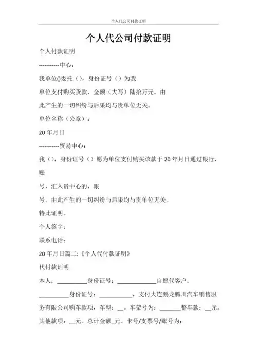 条据书信个人代公司付款证明doc