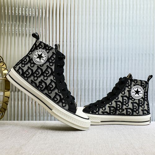 迪奥菲德高帮帆布鞋女夏季新款联名鞋字母休闲百搭透气高邦板鞋女