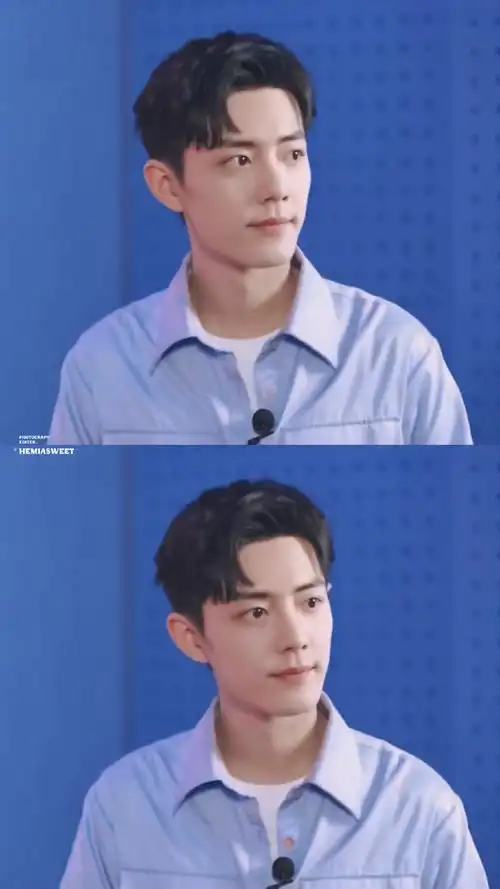 肖战##肖战蓝色复古衬衫