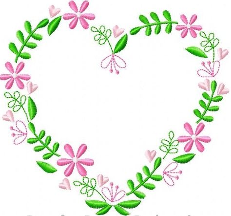 小清新花卉花环心型花朵花叶电脑绣花刺绣元素文件来图来料定制