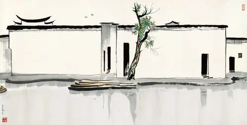 吴冠中_双燕_纸本_70x140cm