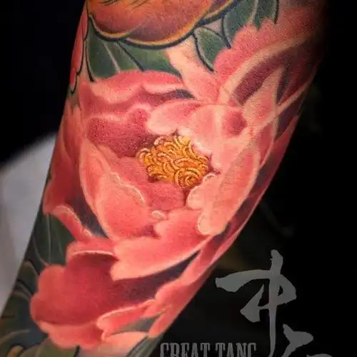 凤凰牡丹花臂花臂作品耗时25_纹身吧社区 - 纹身大咖