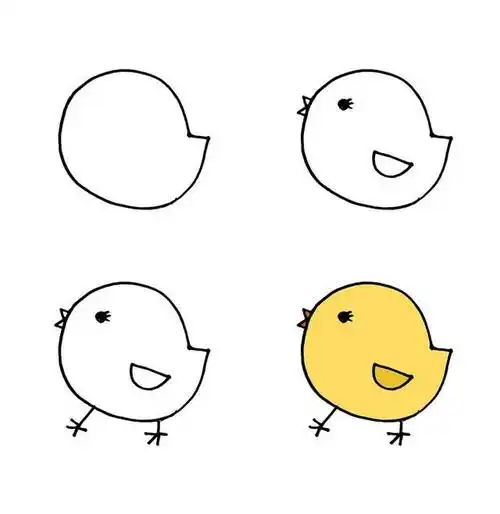 零基础入门小鸡简笔画画法素材大全家长陪孩子一起画