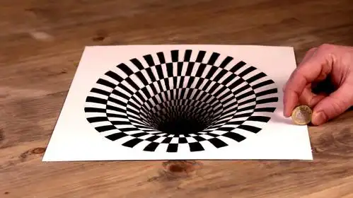 手绘3d立体画框,用硬币穿入画里,简单有趣有创意