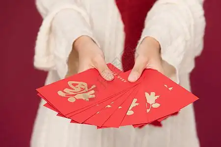 发红包的女人高清图片新年发红包的女人高清图片红包雨金币雨彩带海报