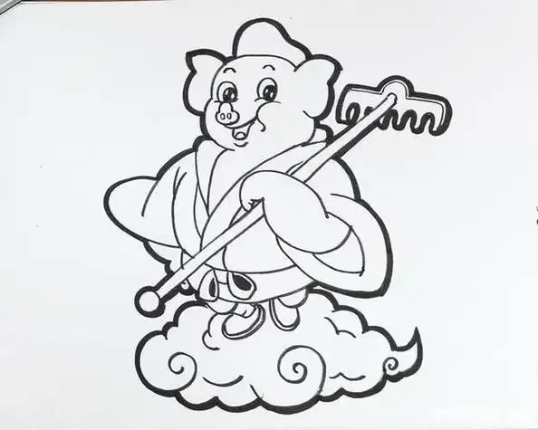 西游记猪八戒手绘简笔画画画步骤详解简单易学