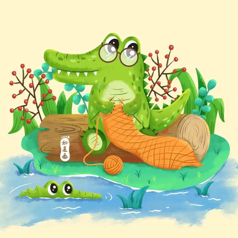 最近画的一些小动物插画～鳄鱼～蜗牛～长颈鹿～小鸟～大象～小兔