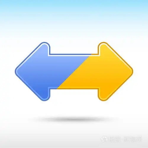 蓝色和黄色的双箭头互联网图标.