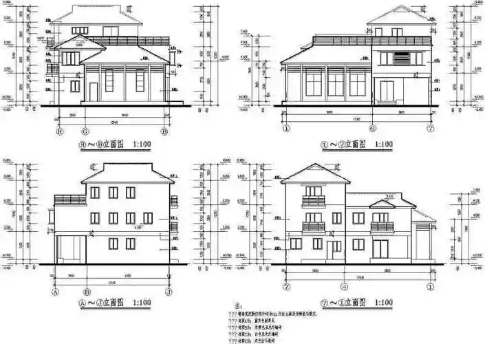 某地三层框架结构别墅建筑设计施工图