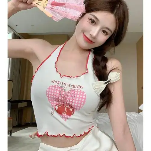 网红主播清纯少女女装显胸大可爱装甜辣诱人t恤