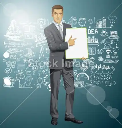 businessman with white board