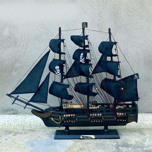 地中海海盗船模型黑珍珠号20—80cm加勒比黑帆船酒吧装饰品摆件