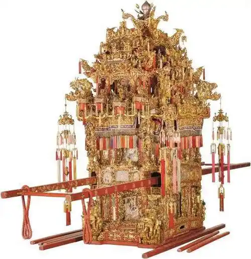 浙江博物馆朱金木雕宁波花轿,古代嫁女儿有这个太有面儿