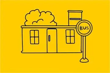 公交车站简笔画