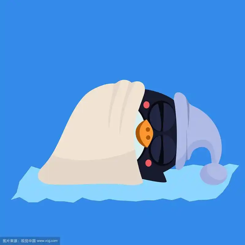 戴兜帽睡觉的可爱企鹅