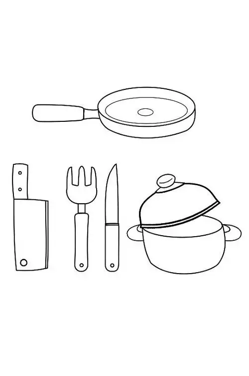 厨房工具简约线条图免扣