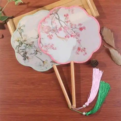 古风扇子儿童半透明长柄流苏舞蹈扇女古装汉服扇子