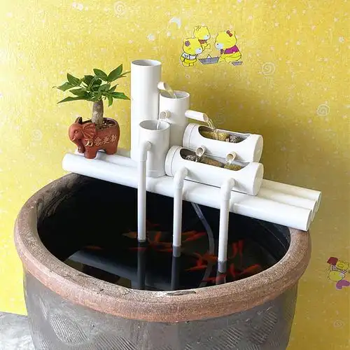 不用电的鱼缸流水器 圆鱼缸过滤器家用水缸三合一净水养鱼循环瀑布吸