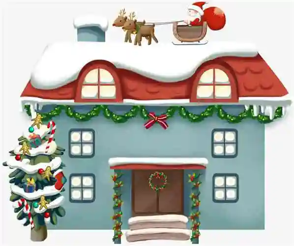 圣诞节房子简笔画 圣诞节房子简笔画图片