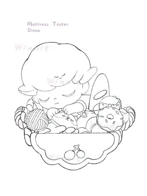 【手绘彩铅盲盒】dimoo猫蓝试睡员/附线稿