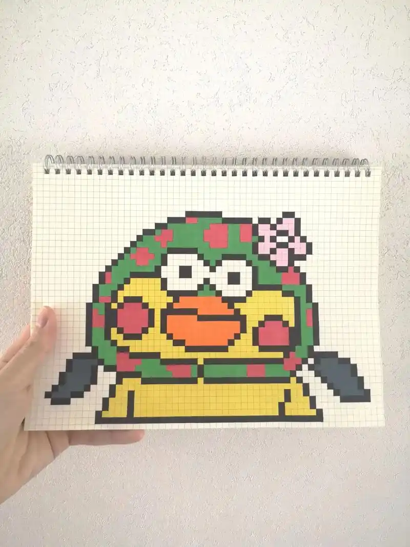 像素画:不知名表情包.又丑又可爱的 尺寸:34*52 网格本 - 抖音