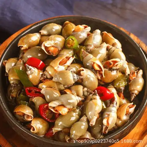 一件代发麻辣翡翠螺1kg/桶即食小海鲜青螺冷冻链运输厂家直营商用