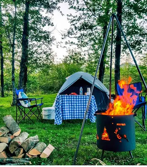 nurgaz户外露营柴火炉便携烽火炉铸铁野外篝火桶柴炉野营焚烧炉架