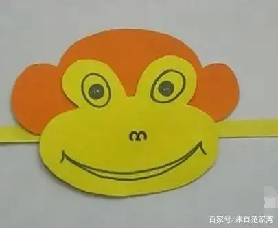 简单卡纸猴子头饰制作幼儿猴子帽子的做法