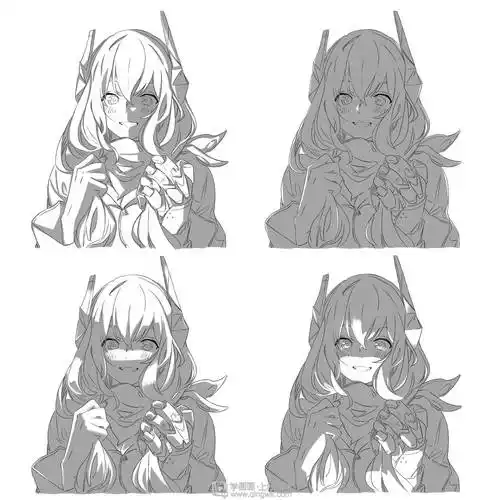 《不同光源下二分画法的单色光影练习(头像,半身,全身)》by 不二小喵