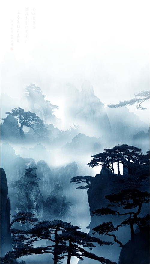 中国古韵水墨山水图片素材