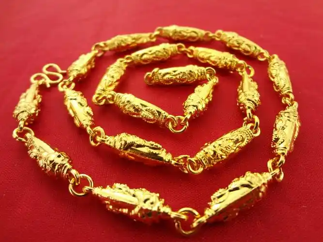 浮雕双面观音特粗项链 男士镀金项链 霸王金项链 男式仿金项链