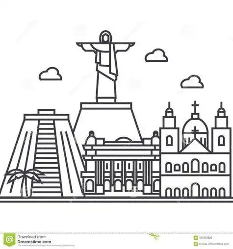 圣保罗大教堂简笔画巴西基督山简笔画步骤图世界著名建筑华盛顿政府简