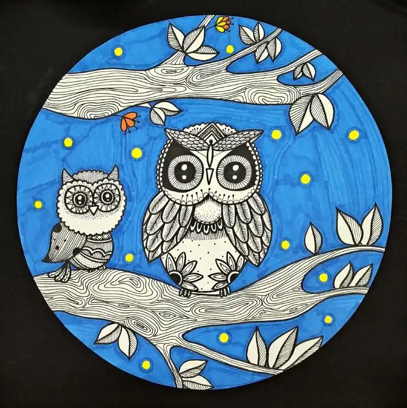 猫头鹰01‖创意线描画.#线描 #画画 #手绘 #简笔画 # - 抖音