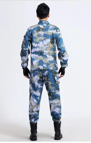 hoscene夏季海洋数码迷彩作训服海洋耐磨透气迷彩服套装海洋数码服