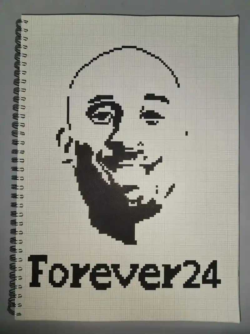 曼巴精神永存 像素画  科比 临摹非原创(93瑭阿荳) a4 - 抖音