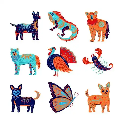 动物花纹纹理创意彩绘手绘插画元素