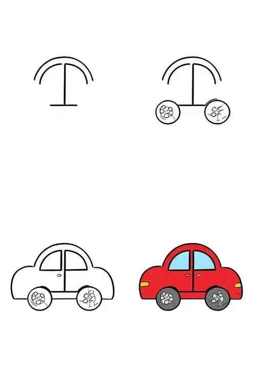 🚗汽车组成部分简笔画✨