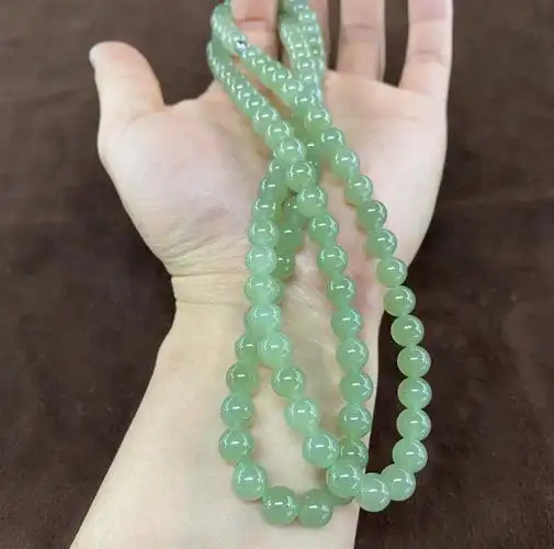 和田玉晴水项链小珠子出精品