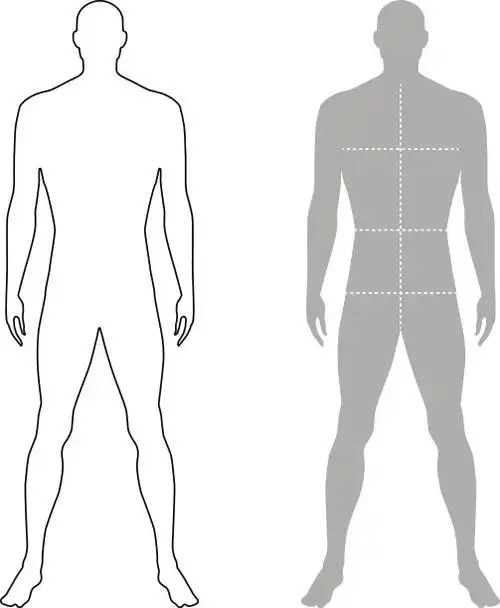 时尚男子概述模板人物轮廓与标记的身体图片