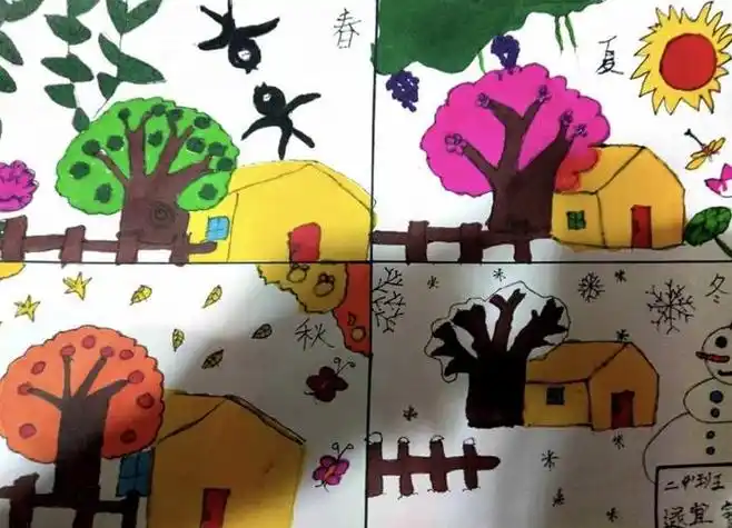 春夏秋冬画画四幅一起 春夏秋冬四幅一起简笔画