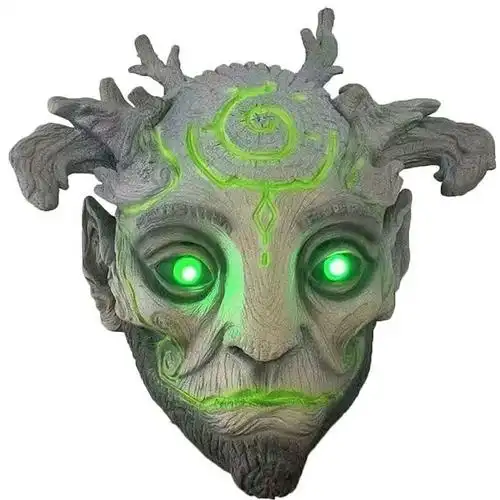 诗意存在全脸森林精灵闪光霓虹灯硬乳胶现实脸万圣节恐怖鬼面具