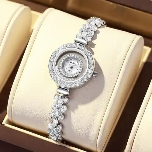 手链手表女时尚镶锆石镶钻满天星防水圆形贝母小表盘学生石英腕表